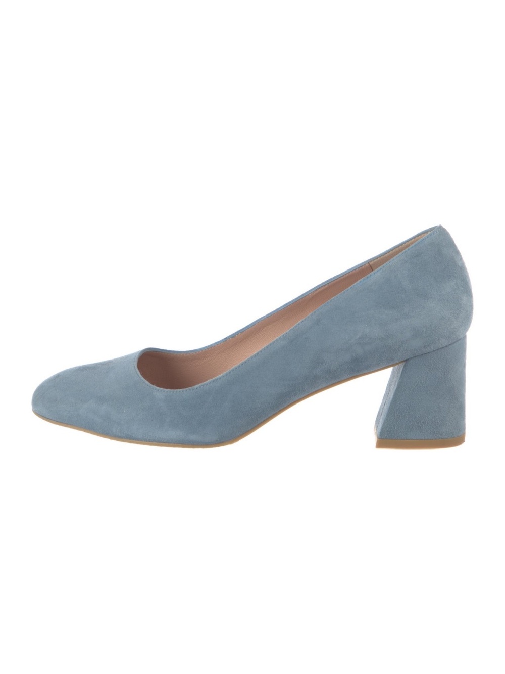 Stuart Weitzman Powder Blue Suede Block Heel Pumps